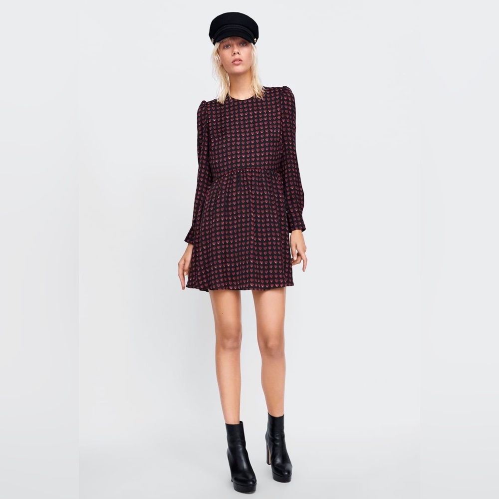 Zara Woman Heart Print Jumpsuit Dress